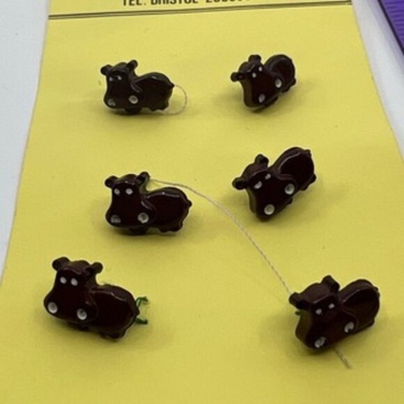Vintage Set of Six Hippo Buttons - Picture 1 of 7